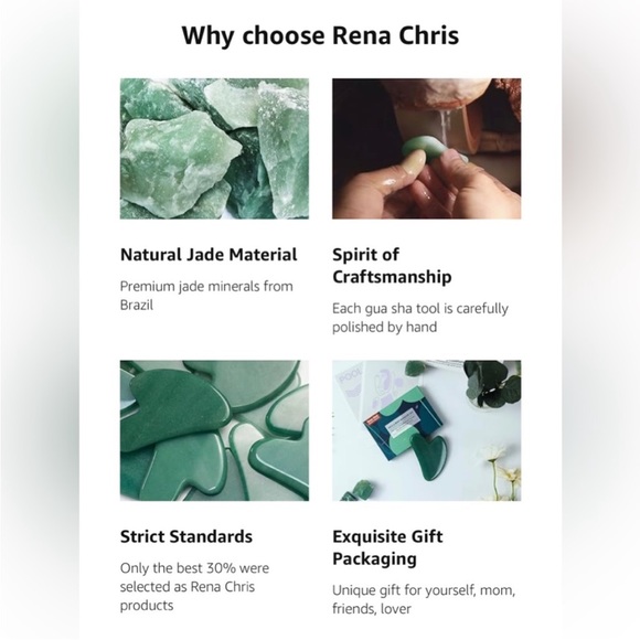 Rena Chris Green Jade Gua Sha Facial Tool, NEW - Picture 5 of 9